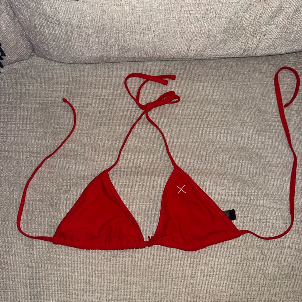 BoutineLA Red Triangle String Bikini Top